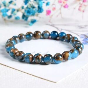 New Blue Jade Cloisonné Gemstone Bracelet 8mm